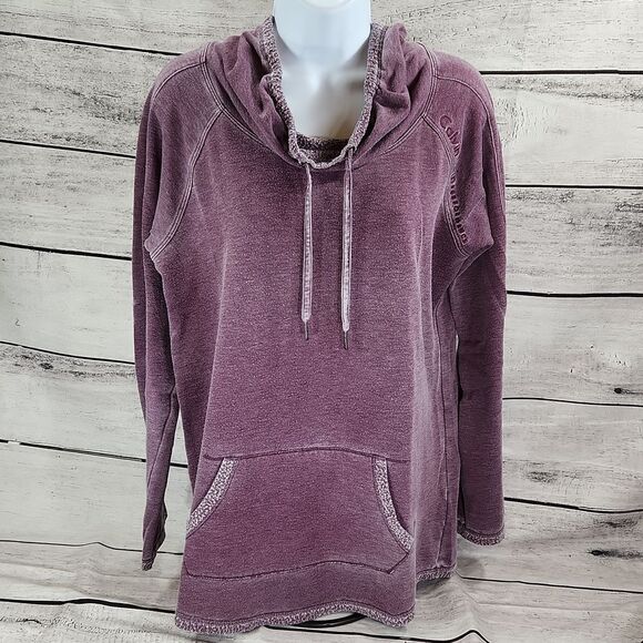 🔹️Calvin Klein Performance Purple Distressed Tied Cowl Neck Sweatshirt Medium - Picture 4 of 16